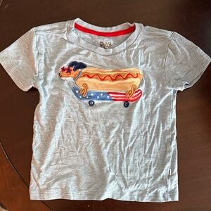 Little Sleepies Light blue Hot Dog on Skateboard Tee